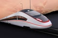 High-speed modern train for comfortable and fast transportation of people, railway electric transport